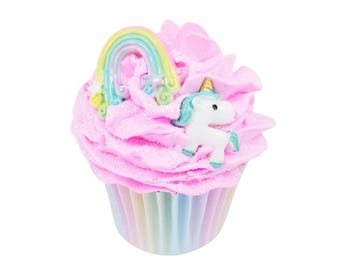 Pink Unicorn Rainbow Glitter Cupcake Decoration
