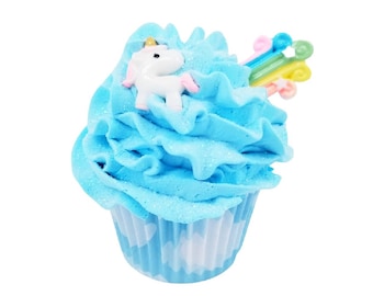 Blue Unicorn Rainbow Glitter Cupcake
