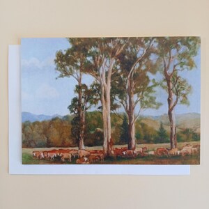 Cattle Under The Tall Gums - Blank Greeting Card With Envelope Printed In Australia