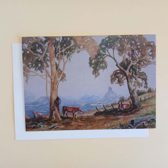 Glasshouse Mountains - Blank Greeting Card With Envelope Printed In Australia