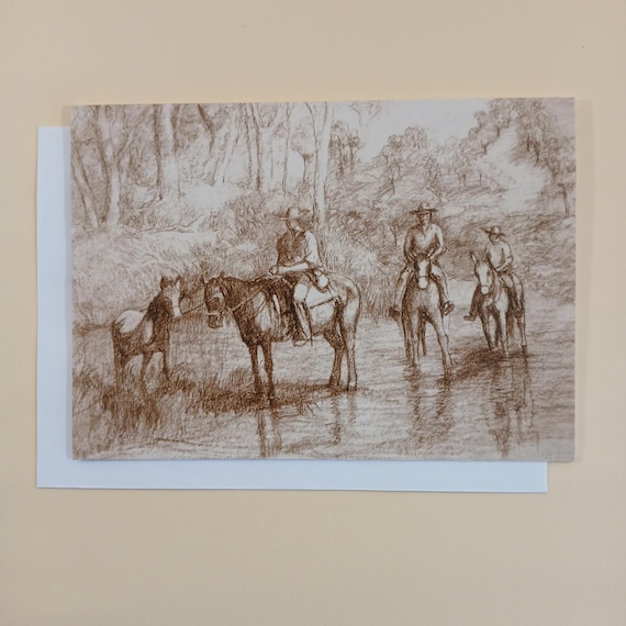 River Crossing - Blank Greeting Card With Envelope Printed In Australia