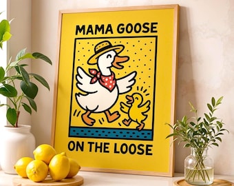 Mama Goose Art Print, Funny Farmhouse Decor (Digital Download)