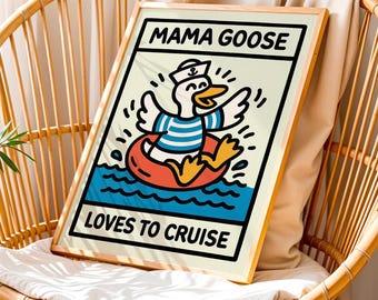 Funny Mama Goose Sailor Print, Nautical Wall Art (Digital Download)