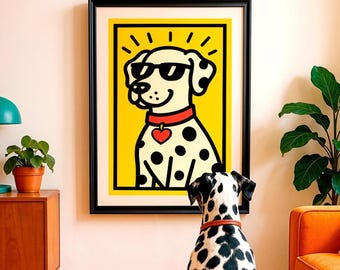 Dalmatiner Hund Pop Art Print, Sonnenbrille, Herzhalsband (Digital Download)