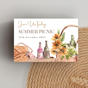 Summer Picnic Invitation Card | Holiday BBQ Party Invite | Printable Outdoor Event Template