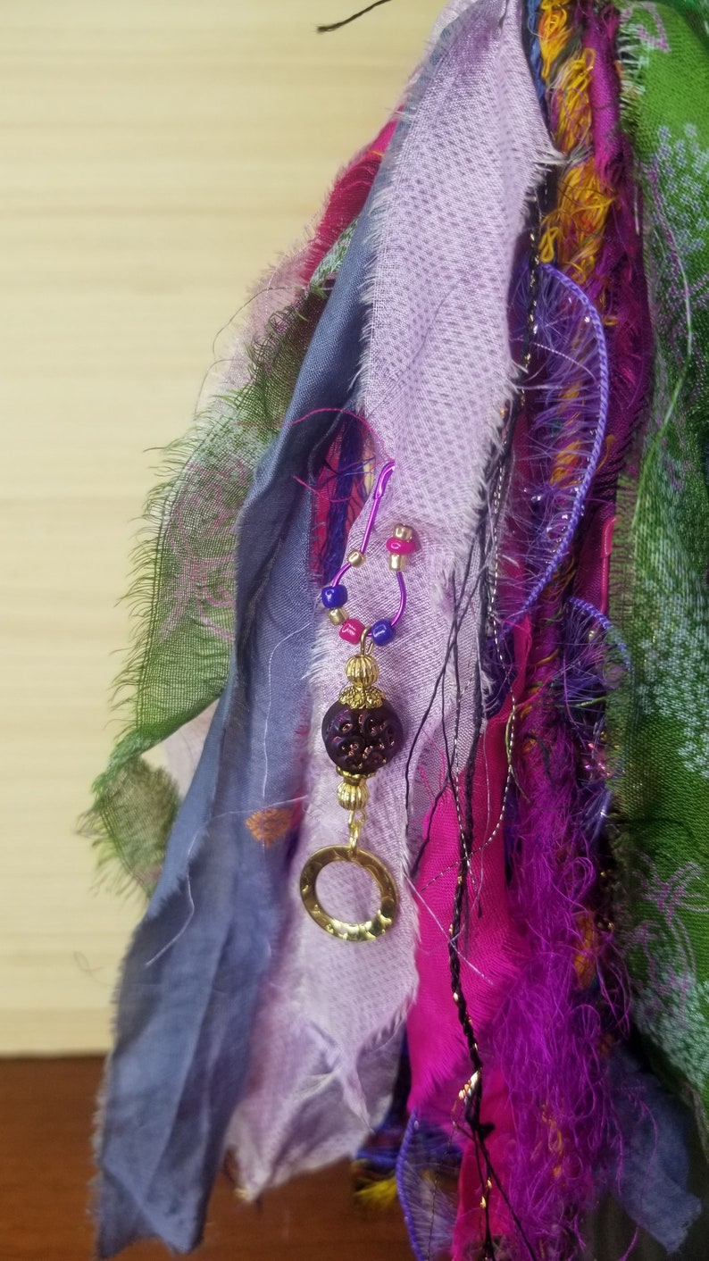 Boho Tassel with Hand Beaded Tassel Topper Sari Silk Tassels Junk Journal Embellishments