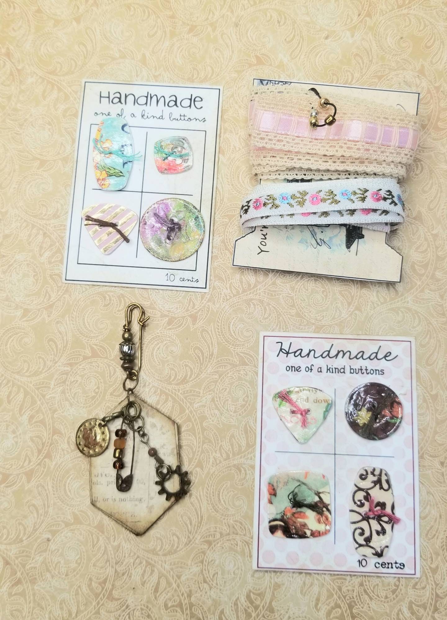 Junk Journal Accessories. 4 Piece Set Hand Made Buttons Etsy