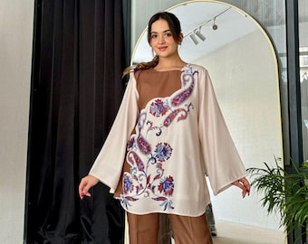 New Arrival Co-Ord Set – Pure Malai Satin Silk with Digital Print |