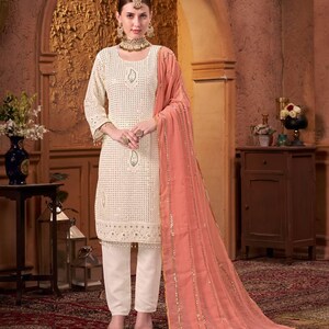 Pakistani Designer Readymade Georgette  Kurta with Embroidery Work, palazzo Set, Beautiful 3 piece Partywear/Wedding Salwar kameez