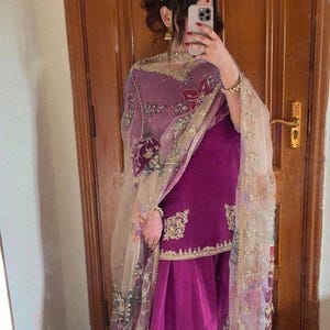 Pakistani Designer Readymade Georgette  Kurta with Embroidery Work, palazzo Set, Beautiful 3 piece Partywear/Wedding Salwar kameez