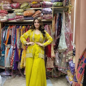 Pakistani Designer Readymade Georgette  Kurta with Embroidery Work, palazzo Set, Beautiful 3 piece Partywear/Wedding Salwar kameez