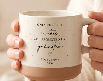 Taza personalizada para proponerle ser madrina, taza de café "Tía a Madrina", regalo personalizado para madrina para bautizo, confirmación o anuncio de nacimiento.