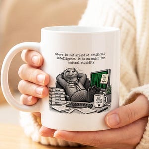 Artificial Intelligence Mug, Steve vs AI Funny Tech Gift for Programmers and Developers, Computer Science Office Coffee Cup
