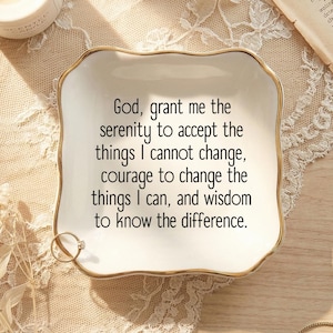Jewelry Dish Serenity Prayer Ring Dish, Christian Gift For Women, Religious Trinket Tray For Her, Faith Based Vanity Decor