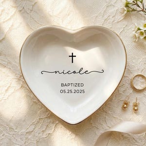 Bandeja para joyas, regalo de bautizo, bandeja personalizada para anillos con forma de cruz para niñas, bandeja para recuerdos de bautizo, regalo de primera comunión.