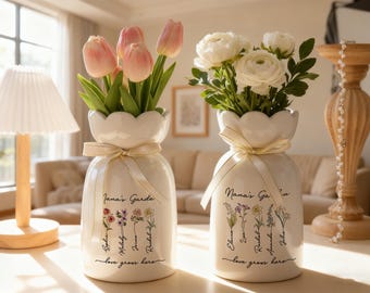 Custom Grandma's Garden Vase,Custom Birth Flower Vase for Mom,Gift for Moms,Best Friend Birthday Gift for Her, Gift for Grandma,