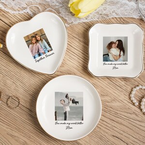 Anpassad fotoprydnadsbricka, födelsedagspresent till mamma, fotopresent till mamma, smyckesfat till mamma, mors dag-present till mamma, anpassad ringfat med bild bild 3