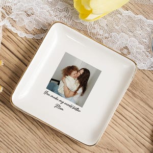 Anpassad fotoprydnadsbricka, födelsedagspresent till mamma, fotopresent till mamma, smyckesfat till mamma, mors dag-present till mamma, anpassad ringfat med bild bild 10