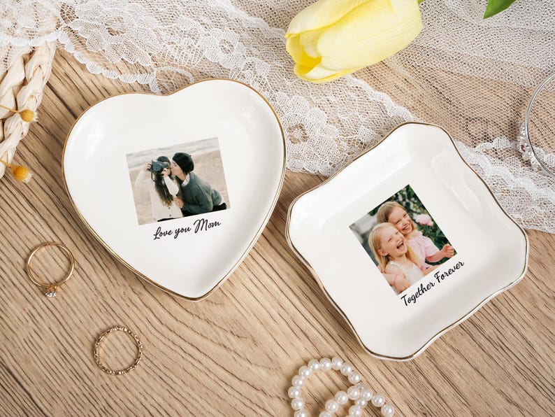 Anpassad fotoprydnadsbricka, födelsedagspresent till mamma, fotopresent till mamma, smyckesfat till mamma, mors dag-present till mamma, anpassad ringfat med bild bild 4