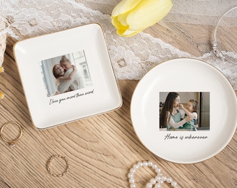 Mothers Day Gift for Mom,Wedding Ring Dish, Personalized Ceramic Ring Dish,Custom Ring Dish with Picture,Birthday Gift for Mom Photo Gift,