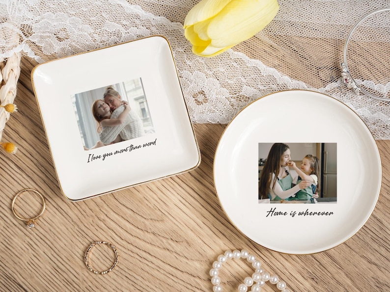 Anpassad fotoprydnadsbricka, födelsedagspresent till mamma, fotopresent till mamma, smyckesfat till mamma, mors dag-present till mamma, anpassad ringfat med bild bild 7