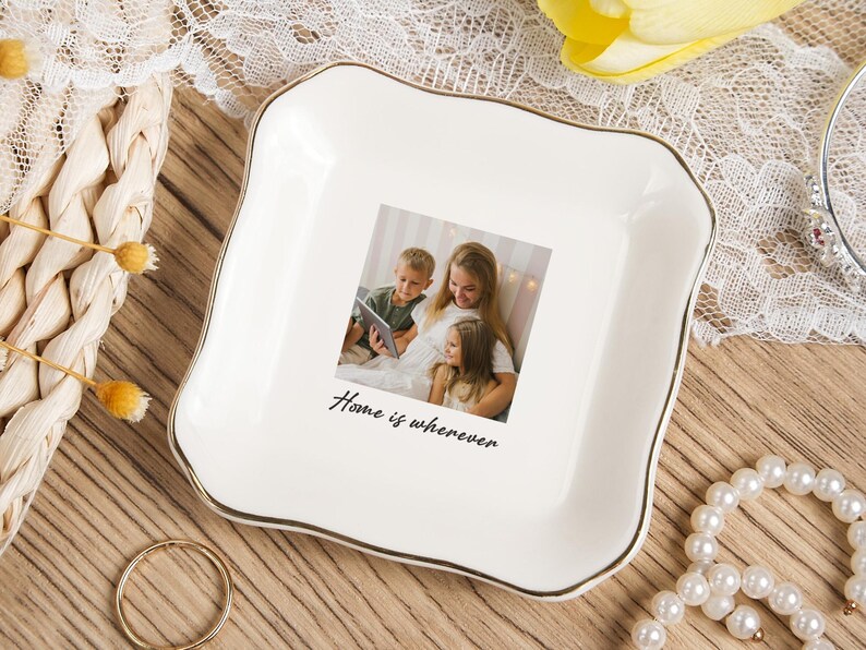 Anpassad fotoprydnadsbricka, födelsedagspresent till mamma, fotopresent till mamma, smyckesfat till mamma, mors dag-present till mamma, anpassad ringfat med bild bild 8