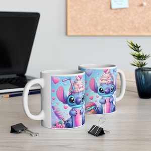 Taza de cerámica con dibujos animados: adorable taza para amantes del café o el té, regalo perfecto para cumpleaños, San Valentín, amantes de los unicornios, decoración kawaii.