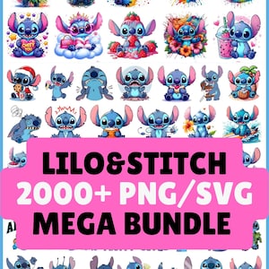 2000+ Lilo and Stitch SVG Bundle, Lilo and stitch Sublimation, Stitch Cut Files, Stitch Clipart, Font Bundle PNG Files, SVG Files