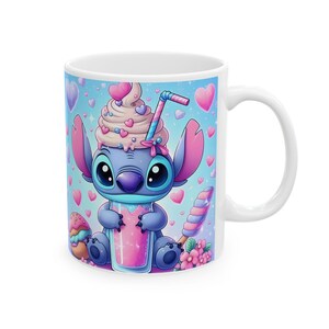 Taza de dibujos animados con corazones y dulces, un bonito regalo para niños, ideal para cumpleaños y ocasiones especiales, cerámica colorida.