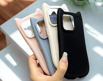 Cute Cat Ear Silicone Phone Case – Shockproof Cover for iPhone 11–16 Pro Max