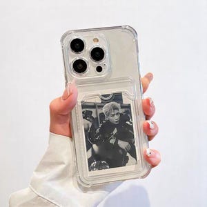 Étui portefeuille transparent pour iPhone - Porte-cartes transparent, coque souple antichoc pour iPhone 16 15 14 13 12 11 Pro Max XR X 8 7 Plus