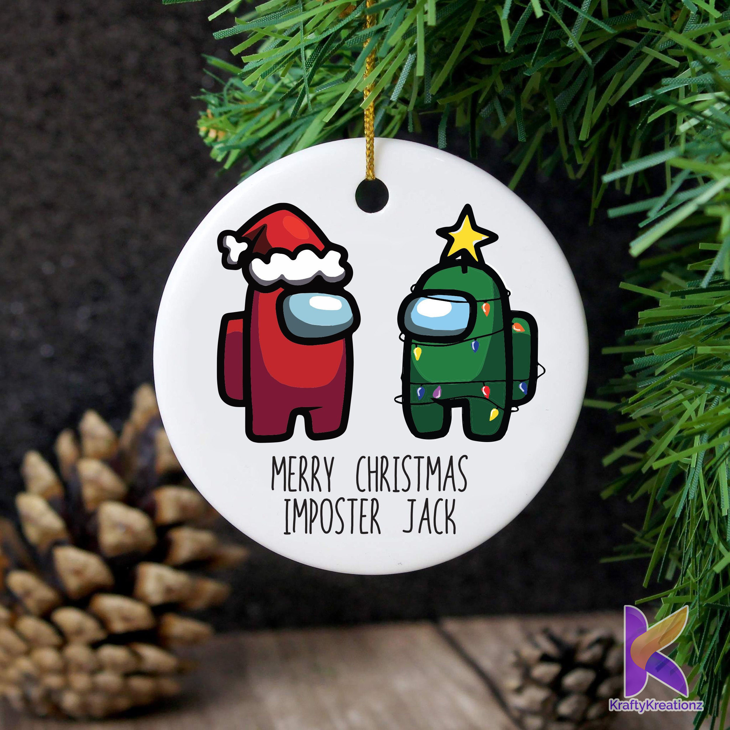 Personalized Among Us Ornament, Among Us Customized Ornament