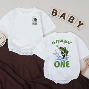 Personalized O-Fish-Ally One Romper, Fishing Birthday Outfit, Baby Boy Bubble, Custom 1st Birthday Gift, Custom Gift
