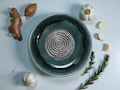 Handmade Ceramic Garlic Grater Bowl, 7" Glazed Grating Plate for Garlic, Cheese & Chocolate