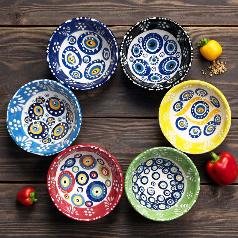Handmade Ceramic Bowls, 3.5 Oz Prep Bowls, Set of 6 Small Handmade Dishes, Spice and Sauce Bowls, Breakfast Bowls Set Gift for Kitchen Decor