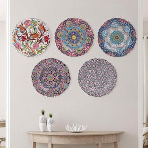 Florals Theme Decorative Plate, Wall Display Plate, Handmade Ceramic Plate, Colorful Floral Plate for Cozy Living Spaces, Turkish Plates