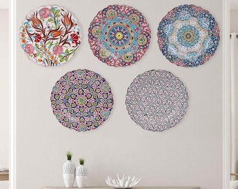Florals Theme Decorative Plate, Wall Display Plate, Handmade Ceramic Plate, Colorful Floral Plate for Cozy Living Spaces, Turkish Plates