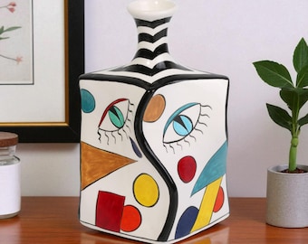 Decorative Vase, Abstract Face Vase, Handmade Ceramic Vase, Artistic Vase Decor, Decorative Ceramic Vase, Vase for Living Room