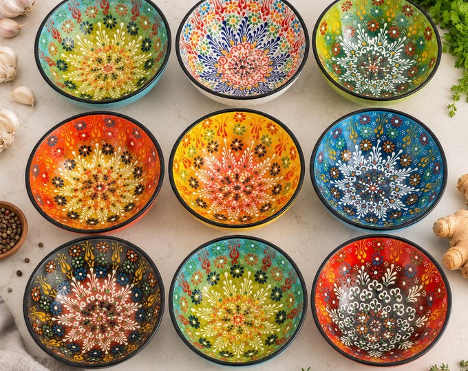 Handmade Ceramic Cereal Bowls, 20 Oz Serving Bowl, Ceramic Bowls Set of 2, Cereal Serving Bowls, Salad Bowl, Decorative Ceramic Turkish Bowl