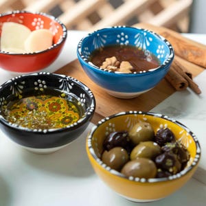 Ceramic Dipping Bowls, 3.5 Oz Sauce Dishes, Set of 6 Spice Bowls, Ceramic Handmade Prep Bowls, Breakfast Bowls Kitchen Gift Set