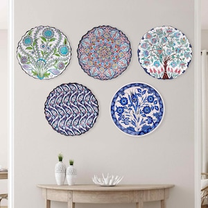Florals Theme Decorative Plate, Hand-Painted Ceramic Plate, Unique Wall Plate for Art Display, Wall Hanging Plate, Living Room Decor Plate