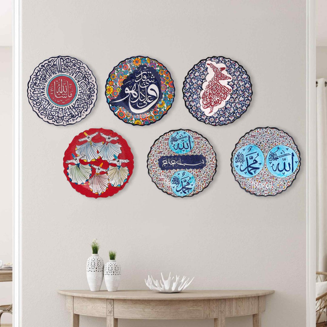 Script Plates Islamic Theme Decorative Plate, Handmade Ceramic Calligraphy Plate ...