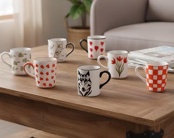 Handmade Turkish Ceramic Coffee Mug: 12 oz Artisan Hand-Painted Mug
