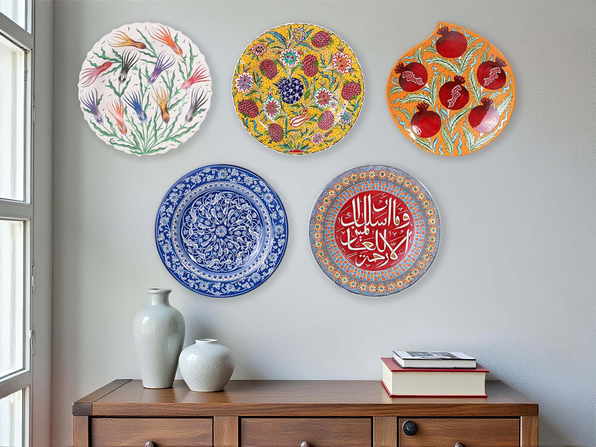 Script Plates Ceramic Decorative Plate, Ceramic Plate Hanging Decor, Floral Script ...