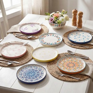 Prato de cerâmica artesanal, prato de jantar floral, prato de sobremesa decorativo, decoração de cozinha estilo cottagecore, presente de boas-vindas