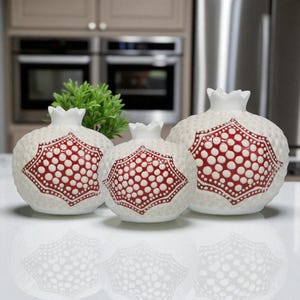 Hand Painted Ceramic Vase, Red Seed Motif Vase, Handmade Pomegranate Table Vase, Modern Vase Accent Piece, Unique Vase for Dining Table