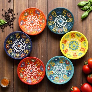 Handmade Ceramic Sauce Bowls, 2.5 Oz Spice Dishes, Set of 6 Ceramic Prep Bowls, Small Bowls for Breakfast and Gifting, Bowls Set for Kitchen