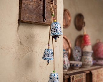 Campana de viento de cerámica, campanilla de viento, campanilla de viento de cerámica hecha a mano, decoración colgante para jardín, campanilla de viento para exteriores, regalo de inauguración de casa