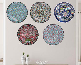 Prato decorativo com tema floral, prato de parede pintado à mão, prato decorativo de cerâmica para sala de estar, prato de parede, prato de presente ideal