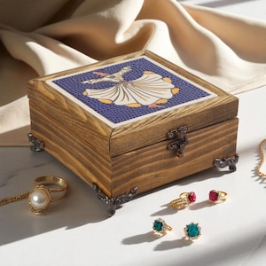 Rustic Wooden Jewelry Organizer, Dervish Swirl Design Box, Handmade Turkish Ceramic Keepsake Box, Boho Trinket Storage, Unique Gift Box